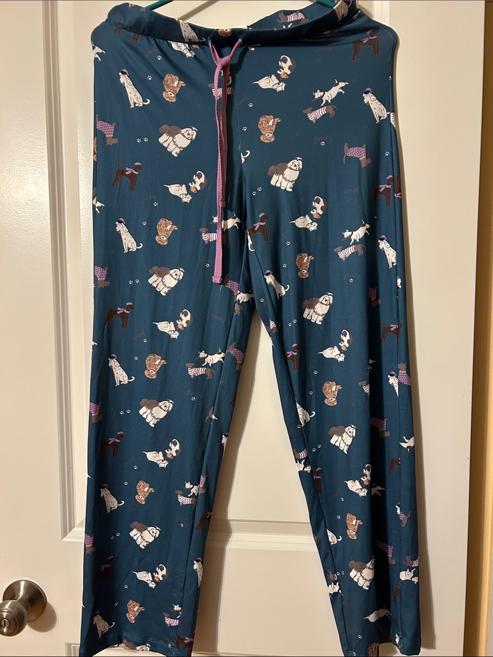 Ladies Teal Dog Print Lounge Pants or PJs PM NWT